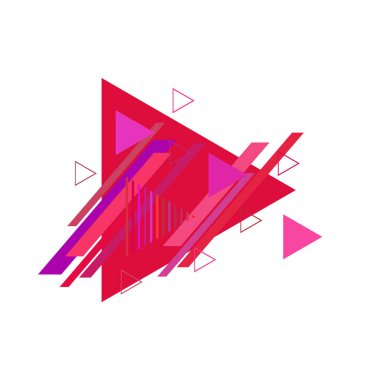 Beyaz arka plan üzerinde pembe ve kırmızı üçgenler ile soyut desen