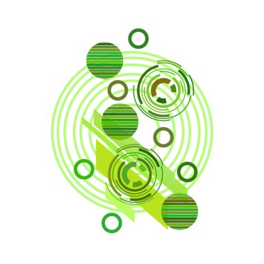 Beyaz arka plan üzerinde yeşil daireler ile soyut desen, vektör illüstrasyon