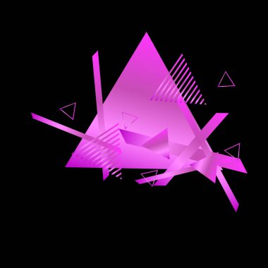 Siyah arka plan üzerinde pembe üçgenler ile geometrik desen