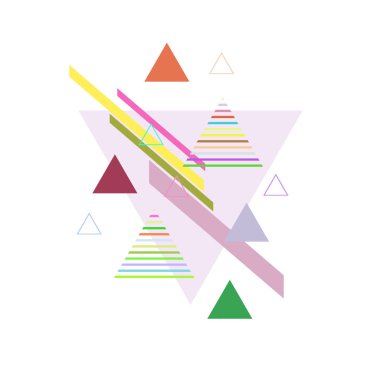 Beyaz arka plan üzerinde soyut renkli üçgenler