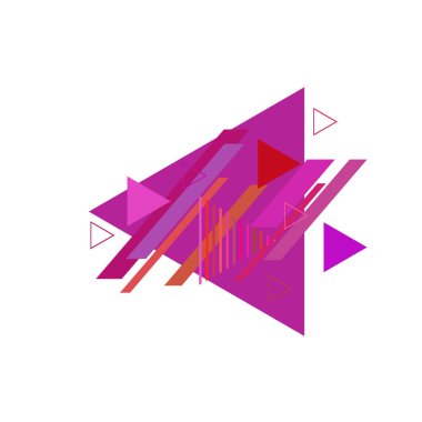 Beyaz arka plan üzerinde pembe ve kırmızı üçgenler ile soyut desen