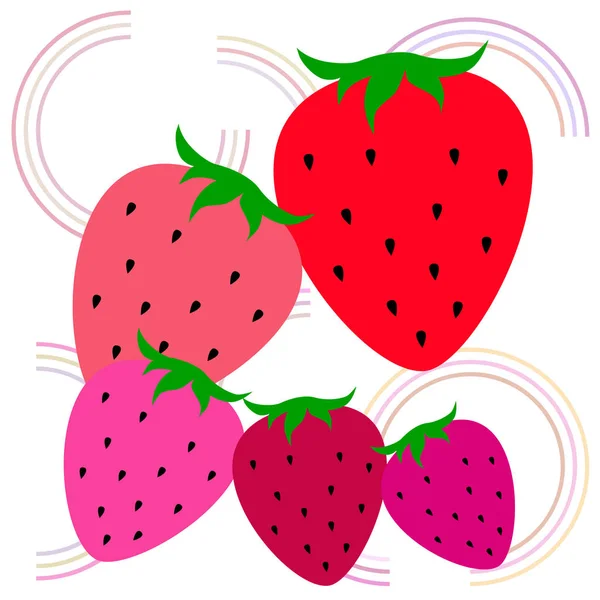 Ilustrasi Sederhana Dari Strawberry Berwarna Warni Vektor - Stok Vektor