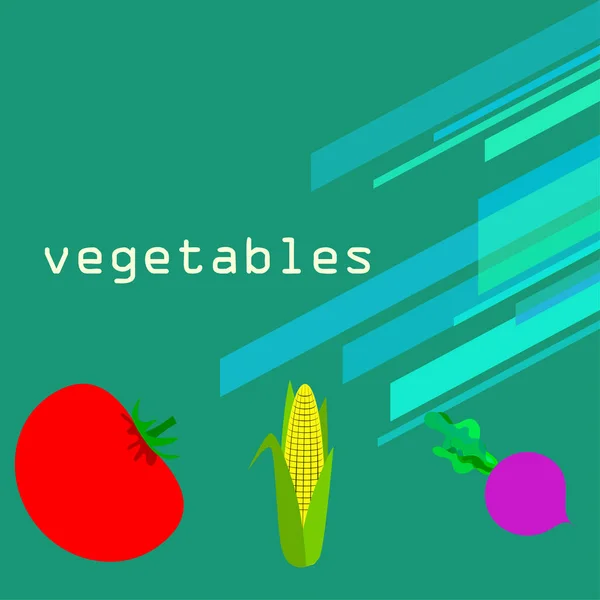 Ilustração Simples Vegetais Com Letras Vetor — Vetor de Stock