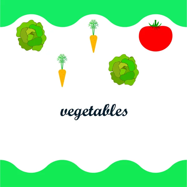 Semplice Illustrazione Diverse Verdure Con Lettering Vettore — Vettoriale Stock