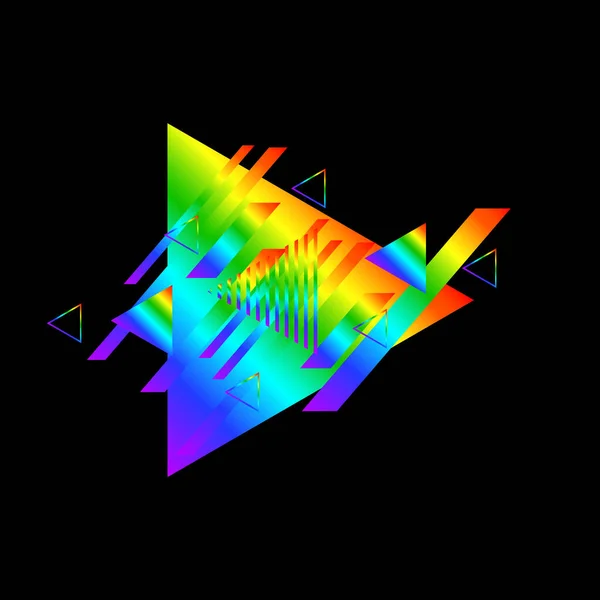 黑色背景上带有彩色三角形的几何图案 — 图库矢量图片