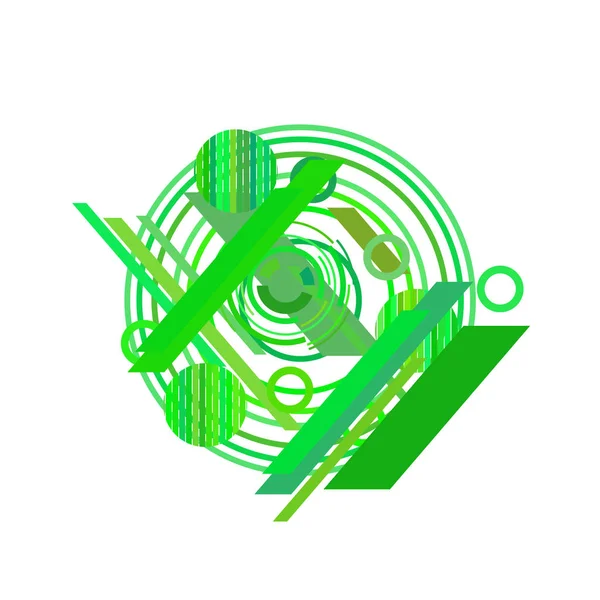 白色背景上的抽象绿色圆圈和线条 — 图库矢量图片