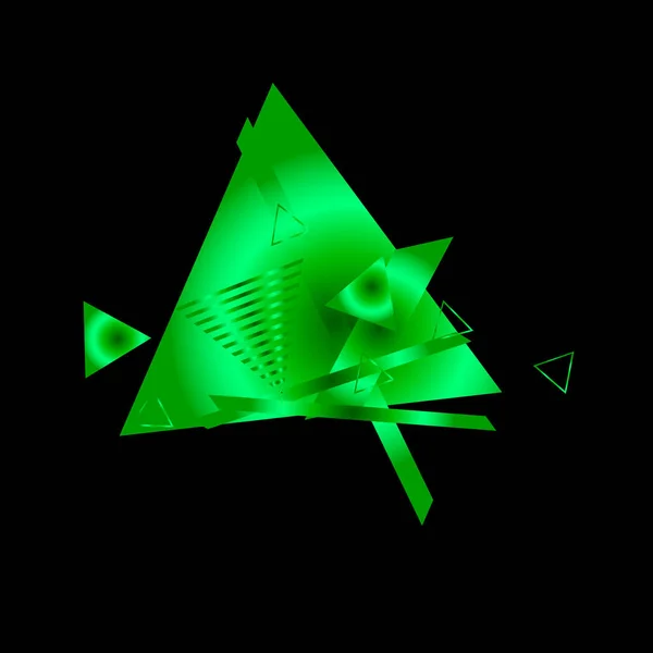 Яскраво Зелені Трикутники Чорному Тлі — стоковий вектор