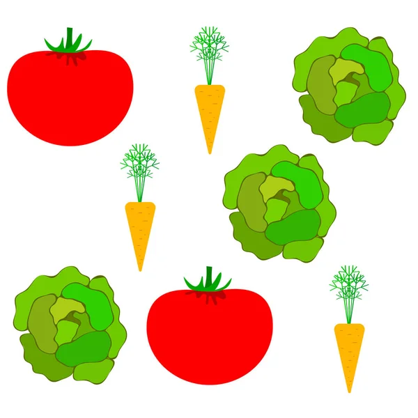 Einfache Darstellung Verschiedener Gemüsesorten Vektor — Stockvektor
