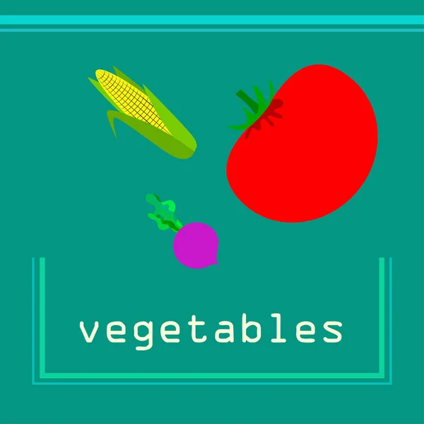 Illustration Simple Légumes Avec Lettrage Vecteur — Image vectorielle