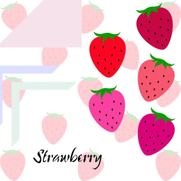 Illustration Strawberries Lettering Vector — Stock Vector