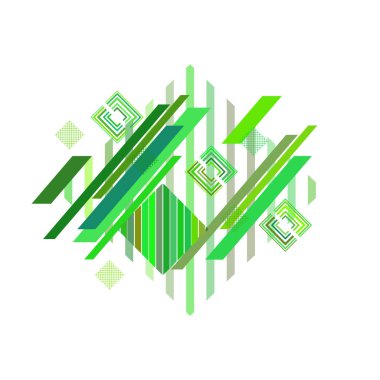 Beyaz arka plan üzerinde yeşil eşkenar dörtgen ile soyut desen