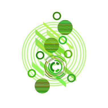 Beyaz arka plan üzerinde yeşil daireler ile soyut desen, vektör illüstrasyon