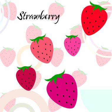 Yazı ile çilek İllüstrasyon, vektör 