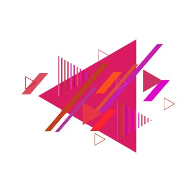 Beyaz arka plan üzerinde pembe ve kırmızı üçgenler ile soyut desen