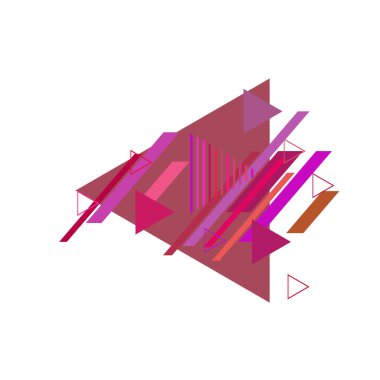 Beyaz arka plan üzerinde pembe ve kırmızı üçgenler ile soyut desen