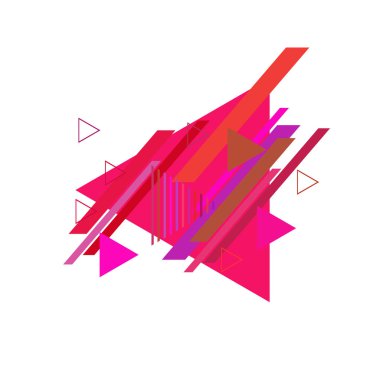 Beyaz arka plan üzerinde pembe ve kırmızı üçgenler ile soyut desen