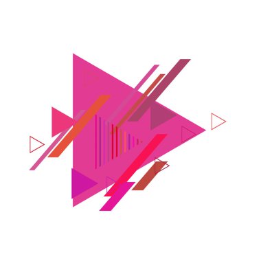 Beyaz arka plan üzerinde pembe ve kırmızı üçgenler ile soyut desen