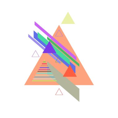 Beyaz arka plan üzerinde soyut renkli üçgenler