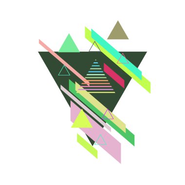 Beyaz arka plan üzerinde soyut renkli üçgenler