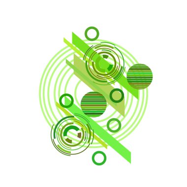 Beyaz arka plan üzerinde yeşil daireler ile soyut desen, vektör illüstrasyon