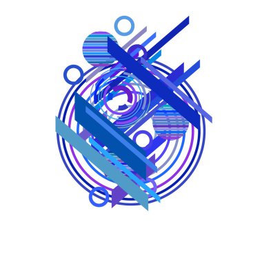 Beyaz arka planda mavi ve leylak renklerde soyut daireler