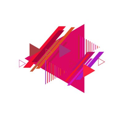 Beyaz arka plan üzerinde pembe ve kırmızı üçgenler ile soyut desen