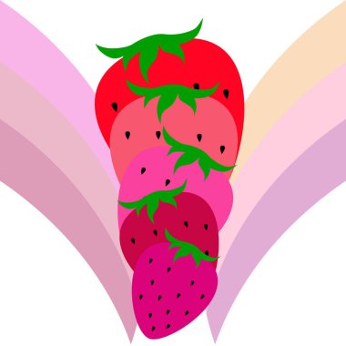 Renkli çilek, vektör basit illüstrasyon 