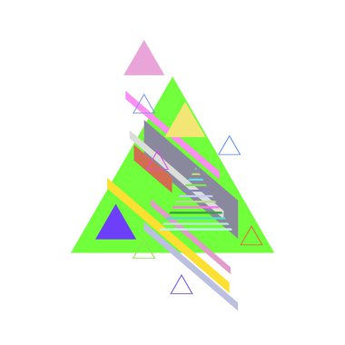 Beyaz arka plan üzerinde soyut renkli üçgenler