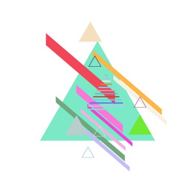 Beyaz arka plan üzerinde soyut renkli üçgenler