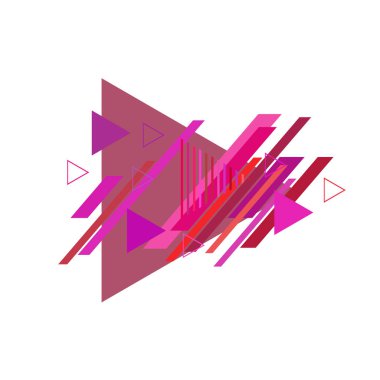 Beyaz arka plan üzerinde pembe ve kırmızı üçgenler ile soyut desen