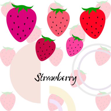 Yazı ile çilek İllüstrasyon, vektör 