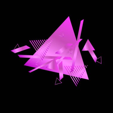 Siyah arka plan üzerinde pembe üçgenler ile geometrik desen