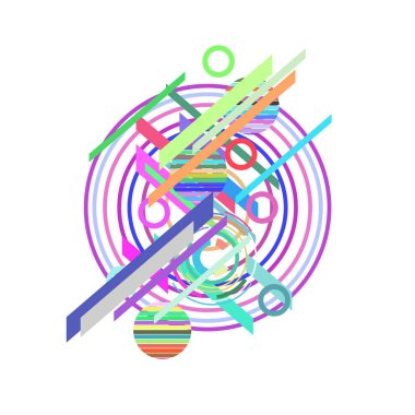 Beyaz arka plan üzerinde renkli daireler ile soyut desen