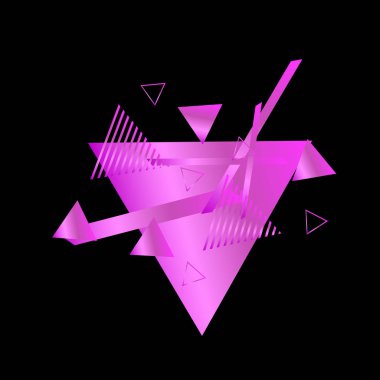 Siyah arka plan üzerinde pembe üçgenler ile geometrik desen