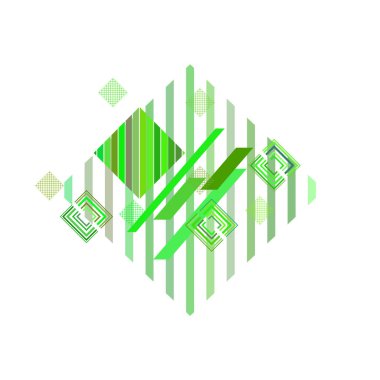 Beyaz arka plan üzerinde yeşil eşkenar dörtgen ile soyut desen