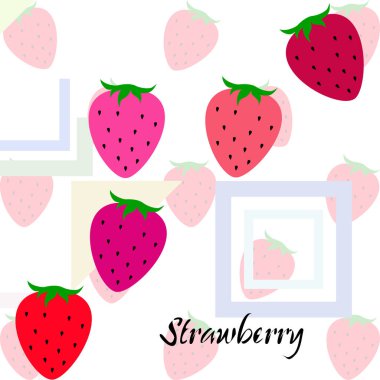 Yazı ile çilek İllüstrasyon, vektör 