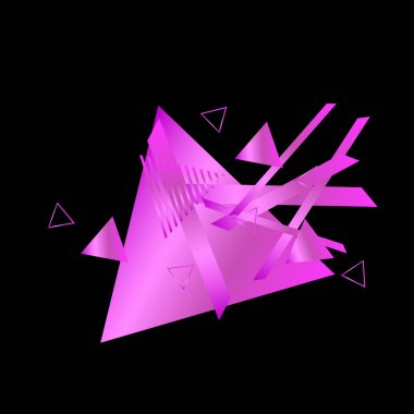 Siyah arka plan üzerinde pembe üçgenler ile geometrik desen