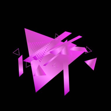 Siyah arka plan üzerinde pembe üçgenler ile geometrik desen