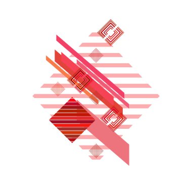 Beyaz arka planda kırmızı ve pembe renklerde rhombuses 