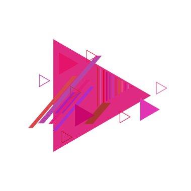 Beyaz arka plan üzerinde pembe ve kırmızı üçgenler ile soyut desen