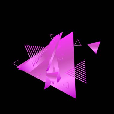 Siyah arka plan üzerinde pembe üçgenler ile geometrik desen
