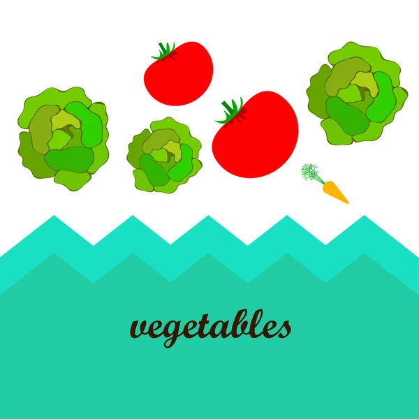 Ilustración Simple Verduras Colores Vector — Vector de stock