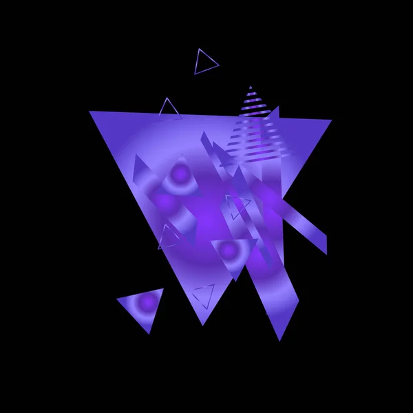 Геометричний Візерунок Фіолетовими Трикутниками Чорному Тлі — стоковий вектор