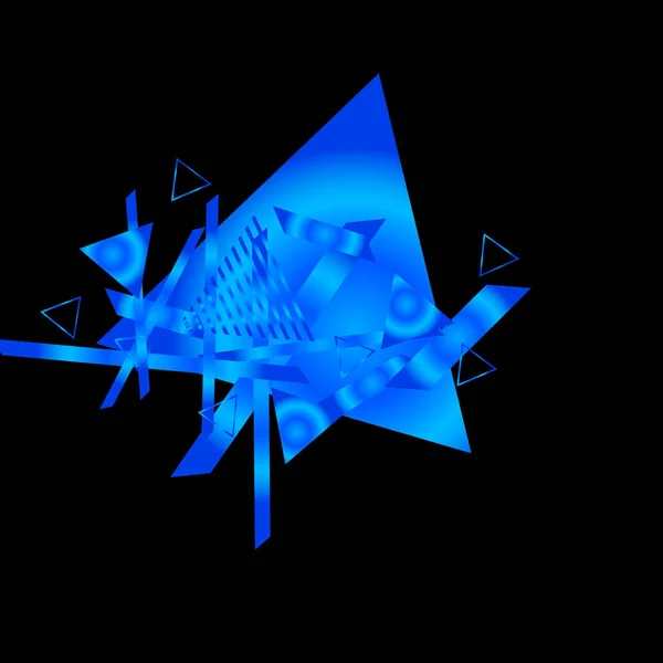 Геометричний Візерунок Синіми Трикутниками Чорному Тлі — стоковий вектор