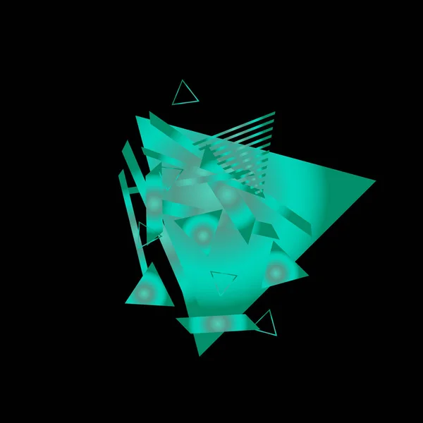 Abstraktes Muster Mit Grünen Dreiecken Auf Schwarzem Hintergrund — Stockvektor