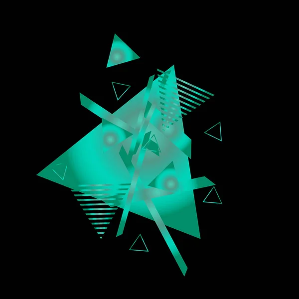 Abstraktes Muster Mit Grünen Dreiecken Auf Schwarzem Hintergrund — Stockvektor