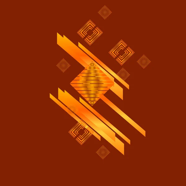 Abstracte Gouden Rhombuses Bruine Achtergrond — Stockvector