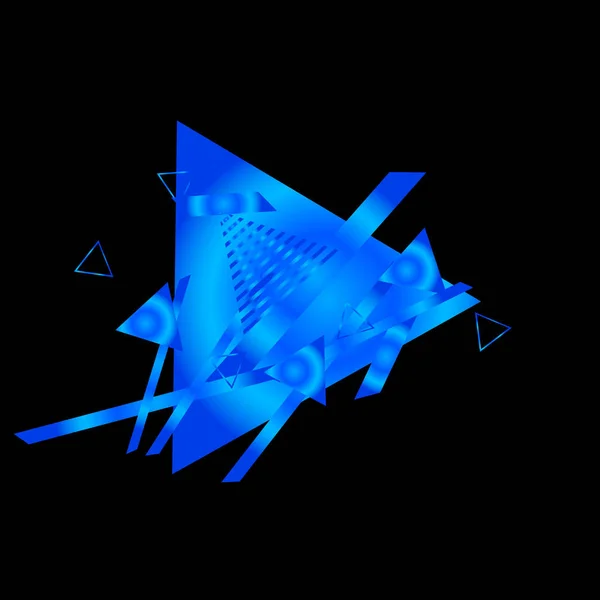 Geometrisches Muster Mit Blauen Dreiecken Auf Schwarzem Hintergrund — Stockvektor