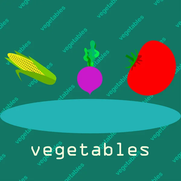 Illustration Simple Légumes Avec Lettrage Vecteur — Image vectorielle