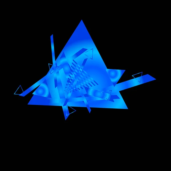Geometric Pattern Blue Triangles Black Background — Stock Vector